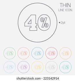 40 percent discount sign icon. Sale symbol. Special offer label. Thin line circle web icons with outline. Vector