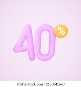 40 percent discount vector illustration 3d mega loyalty. 40 percent bonus marketing discount