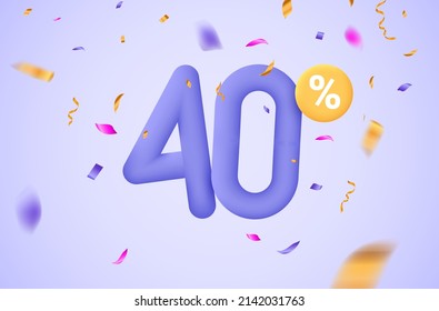 40 percent discount vector illustration 3d mega loyalty. 40 percent bonus marketing discount