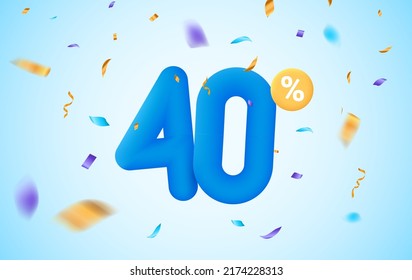 40 percent discount vector illustration 3d mega loyalty. 40 percent bonus marketing discount