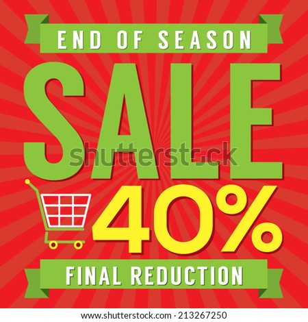 40 Percent End of Season Sale Vector Illustration