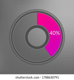 40 percent isolated pie chart. Percentage vector, transparent infographic icon on dotted background. Circle sign for business, finance, web design, download, progress