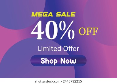 40 percent Mega Discount sale Colorful minimal gradient blue pink vector illustration banner
40% OFF. Special Offer Marketing Announcement. Discount promotion.40% Discount Special Offer svg