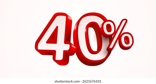 40% de desconto. 3D número 10. Banner da venda. Ilustração vetorial.