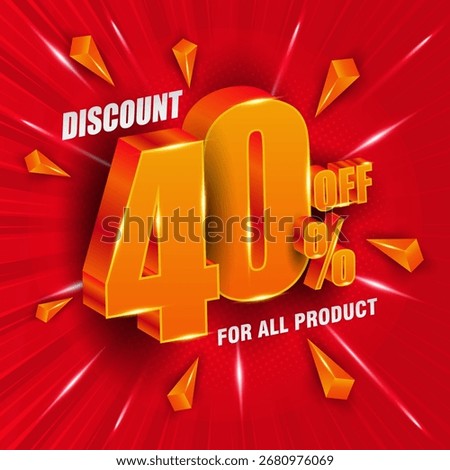 40 percent off. 3D number sales banner. Suitable for discount banners and flyers design.