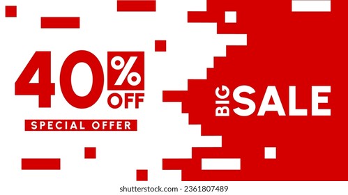 40 percent off. big sale banner white red. special offer