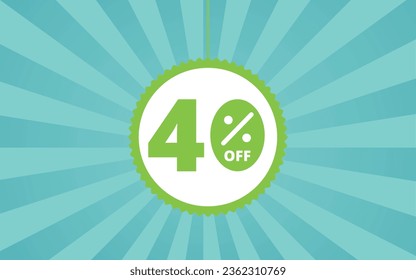 40 percent off. Blue banner with floating balloon for promotions and offers.
