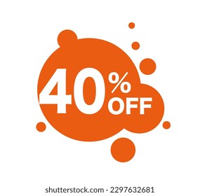 40 percent off concept. Orange abstract patterns with text. Advertising poster or banner for website, internet marketing. Online shopping and electronic commerce. Cartoon flat vector illustration