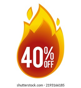 40 percent off - discount big sales - fireball icon