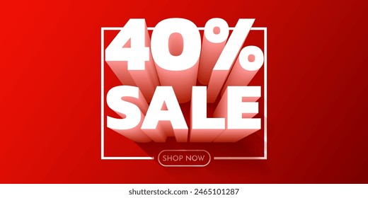 40 por ciento de descuento. Descuento en composición creativa. Mega Venta. Ilustración vectorial.