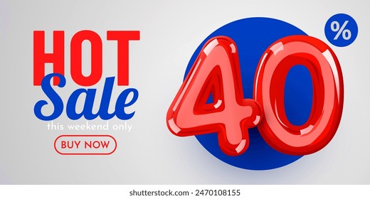 40 percent Off. Discount creative composition. Mega Sale. Vector illustration.