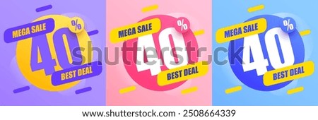 40 percent Off. Discount creative composition. Mega Sale. Vector illustration.