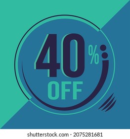 40 percent off. discount for sale. blue balloon with blue and green background