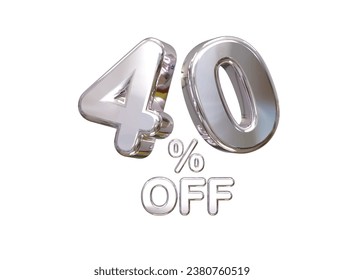 40 percent off discount sale 3d rendering text illustration