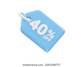 40 percent off discount sale icon 3d render illustration