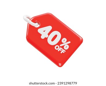 40 percent off discount sale icon 3d render illustration