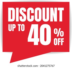 40 Percent Off, Discount Sign Banner or Poster. Special offer price signs