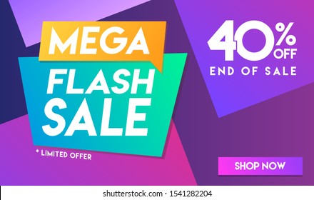 40 percent off Mega Flash sale Colorful minimal colorful gradient vector illustration banner