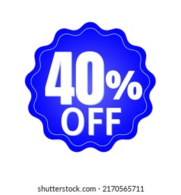 40% percent off (offer), with blue sticker design (banner) and luminosity detail in the center, online discount, mega sale, vector illustration