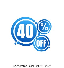 40% percent off ( OFFER), blue 3D icon design, with lots of super sale discount details. vector illustration