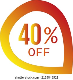 40 percent off with orange vector off circle format