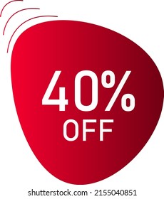 40% de descuento con el formato de círculo del vector rojo