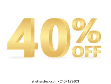 40% or 40 Percent Off Sale Discount. 40% for Banner, Poster or Advertising. Vector Illustration. 