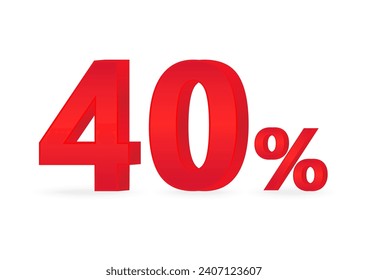 40% or 40 Percent Off Sale Discount. 40% for Banner, Poster or Advertising. Vector Illustration. 