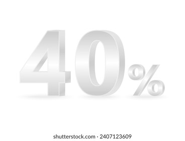 40% or 40 Percent Off Sale Discount. 40% for Banner, Poster or Advertising. Vector Illustration. 