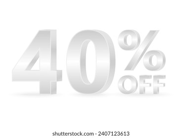 40% or 40 Percent Off Sale Discount. 40% for Banner, Poster or Advertising. Vector Illustration. 