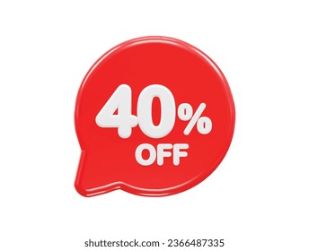 40 percent off text effect 3d rendering illustration