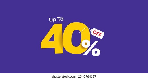 40%  Percent OFF Vector Illustration,  , Save offer, off sale banner isolated, Offer Banner Design, Discount banner, Special Offer poster design,  price tag 