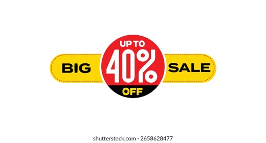 40%% OFF Ilustração de vetor, , Salvar oferta, off sale banner isolado, Offer Banner Design, Desconto banner, Oferta especial design cartaz, etiqueta de preço 