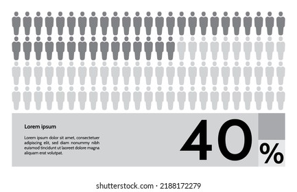 40 percent people population demography, diagram, infographics concept, element design. Vector illustration