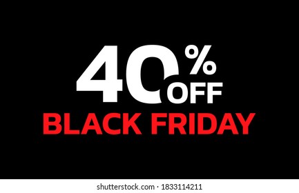40 percent price off icon or label. Black Friday Sale banner. Discount badge design. Vector illustration.