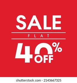 40 percent price off icon, label or tag. Sale banner. RED discount badge or Discount offer price sign. Vector illustration