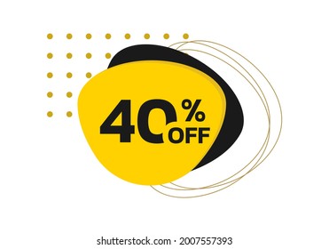 40 percent price off. Modern sale or discount label, icon, sticker with abstract geometric shapes. Promo banner design template. Vector illustration.
