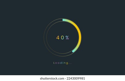 40 percent rainbow loading bar, uploading bar for user interface, colorful Futuristic loading bar, a loading tap menu UI, use for Download progress, vector illustration.