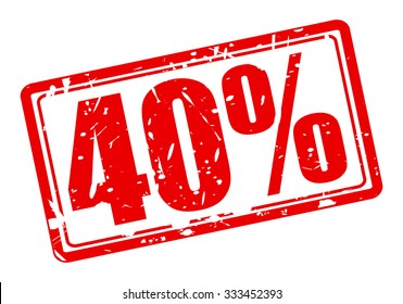 40 percent red stamp text on white