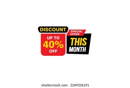 40 Percent THIS MONTH offer, clearance, promotion banner layout with sticker style.