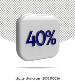 40 percentage 3D render, transparent