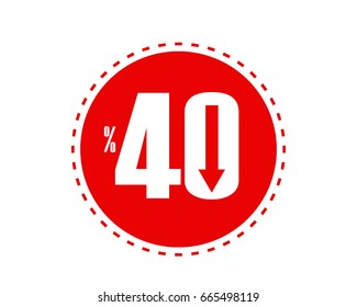 % 40 percentage discount red vector icon