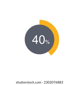 40% percentage infographic circle icons,40 percents pie chart infographic elements for Illustration, business, web design.