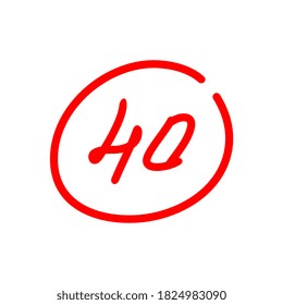 40 points illustration, written with red marker