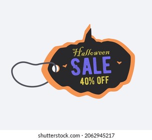 40% price tag - Halloween pumpkin price tag with string