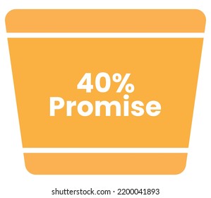 Signo de etiqueta de producto Promise del 40% para ilustración de arte vectorial de producto con fuente elegante y color blanco dorado