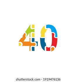 40 Puzzle number illustration. Vector Eps10