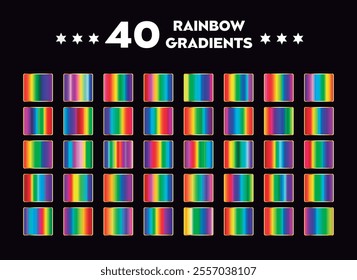 40 rainbow gradient. Vector isolated on black background. Palette gradient included in swatches panel.
