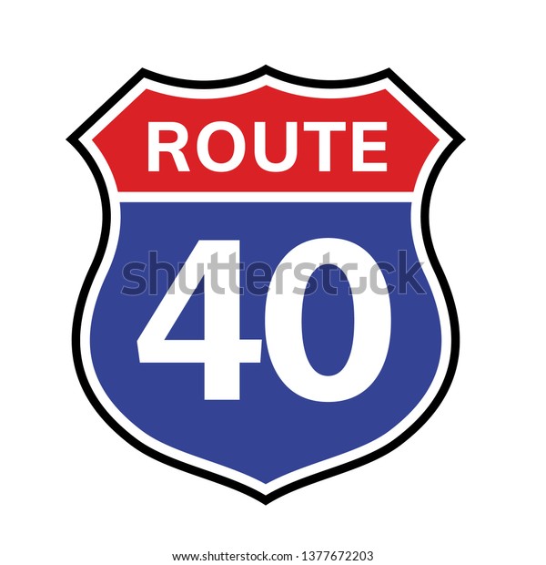 40 route sign icon. Vector\
road 40 highway interstate american freeway us california route\
symbol.
