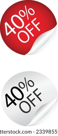 40% sale discount stickers suitable for many uses